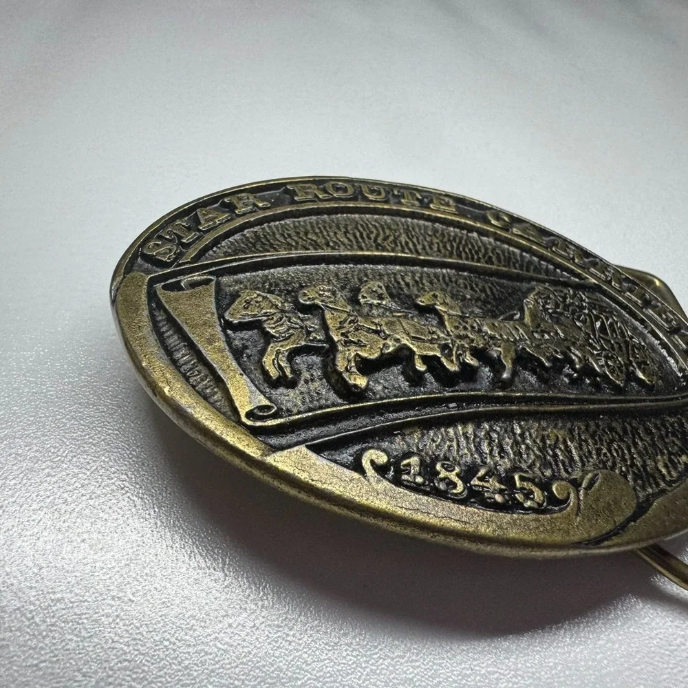 Vintage CDC Metal Works Star Route Carriers‎ 1845 Belt Buckle Stage Coach